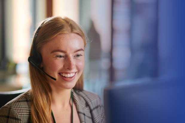 smiling customer service representative